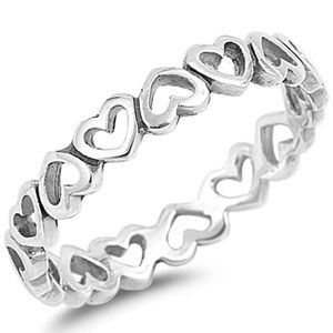 925 Linked Love Open Hearts Ring